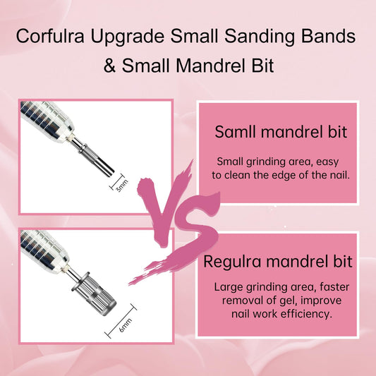 Close up of pink 240 grit nail drill sanding bands