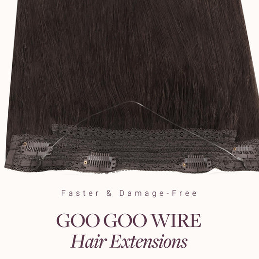 GOO GOO invisible halo hairpiece transparent fish line detail view