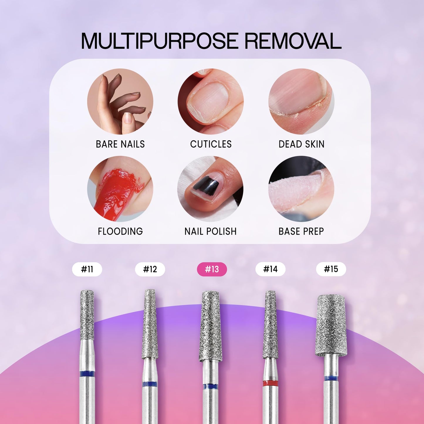 Cone shaped diamond bit for detailed cuticle cleaning