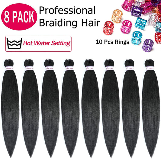 Alrence professional 30 inch synthetic hair bundles demonstrating natural black 1B color texture.