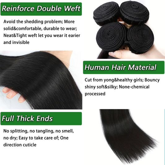 Unprocessed Brazilian Remy virgin hair extensions in natural black multi-length set