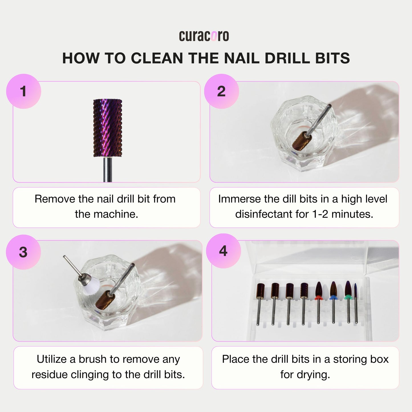 Packaging of authentic imported Curacoro nail drill bit