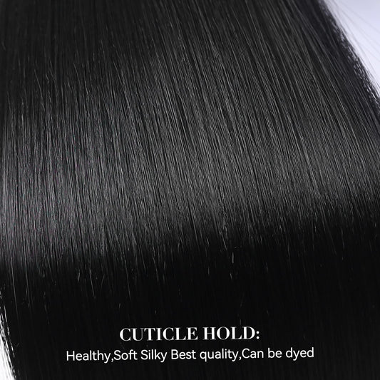 VIVIAN 20 inch synthetic hairpieces showing secure four clip attachment system