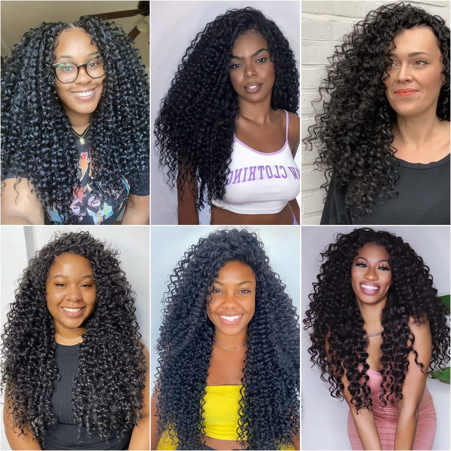 YXCHERISHAIR 1B color eighteen inch curly hair extensions after installation.