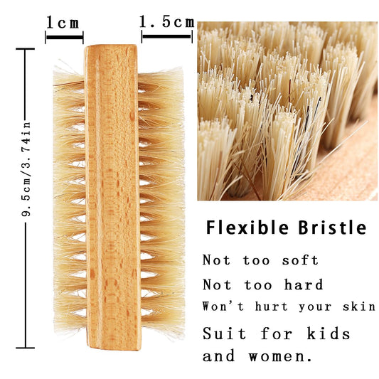 Two pieces of wooden fingernail scrubber brushes placed side by side for comparison