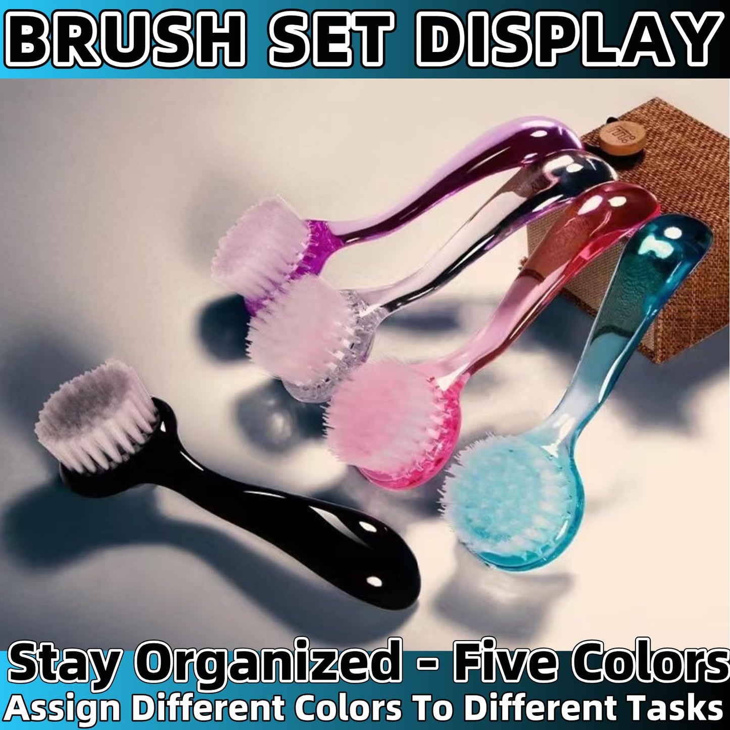 Set of 5 fingernail scrub brushes for home salon