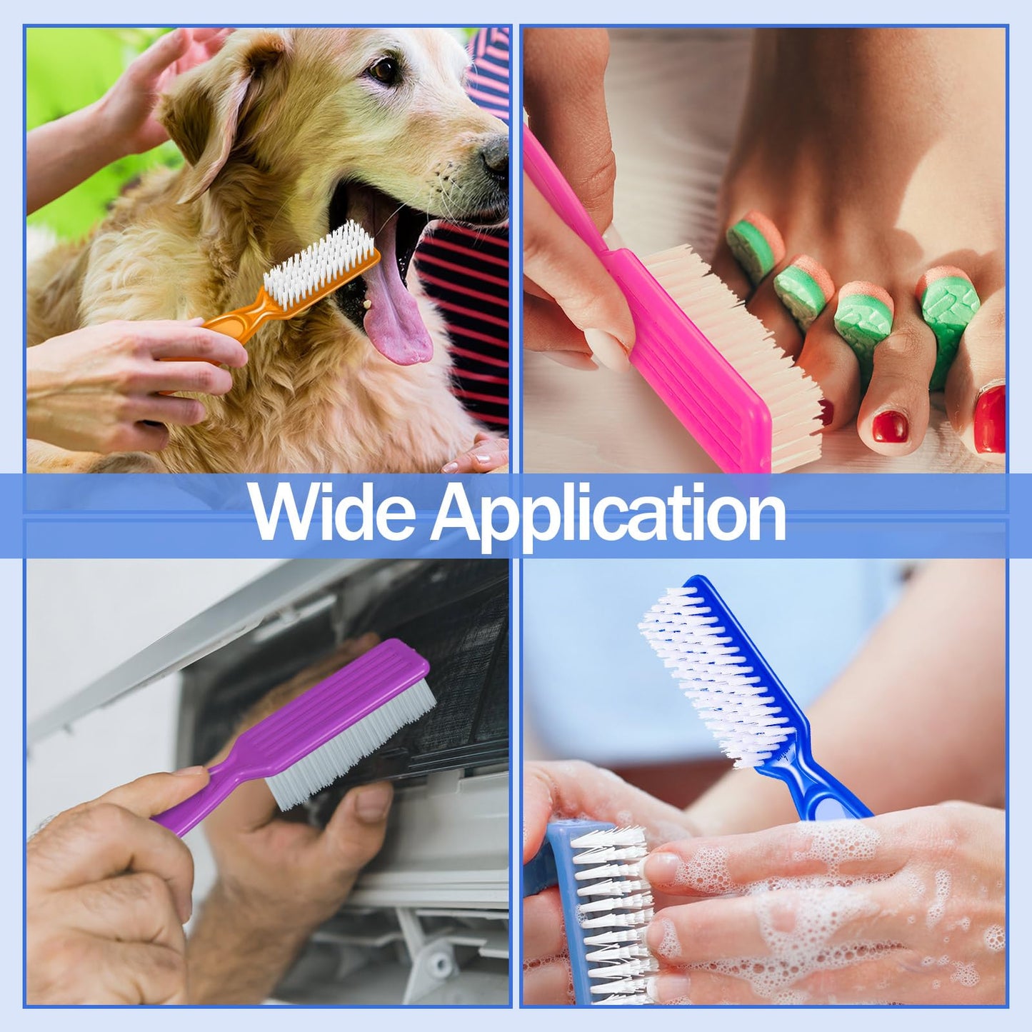 Side profile of Mifoci colorful nail brushes showcasing the compact lightweight build