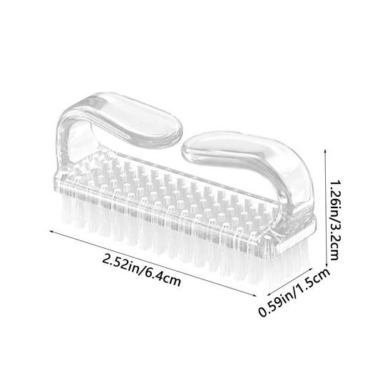Transparent plastic fingernail cleaning brushes in random assorted colors
