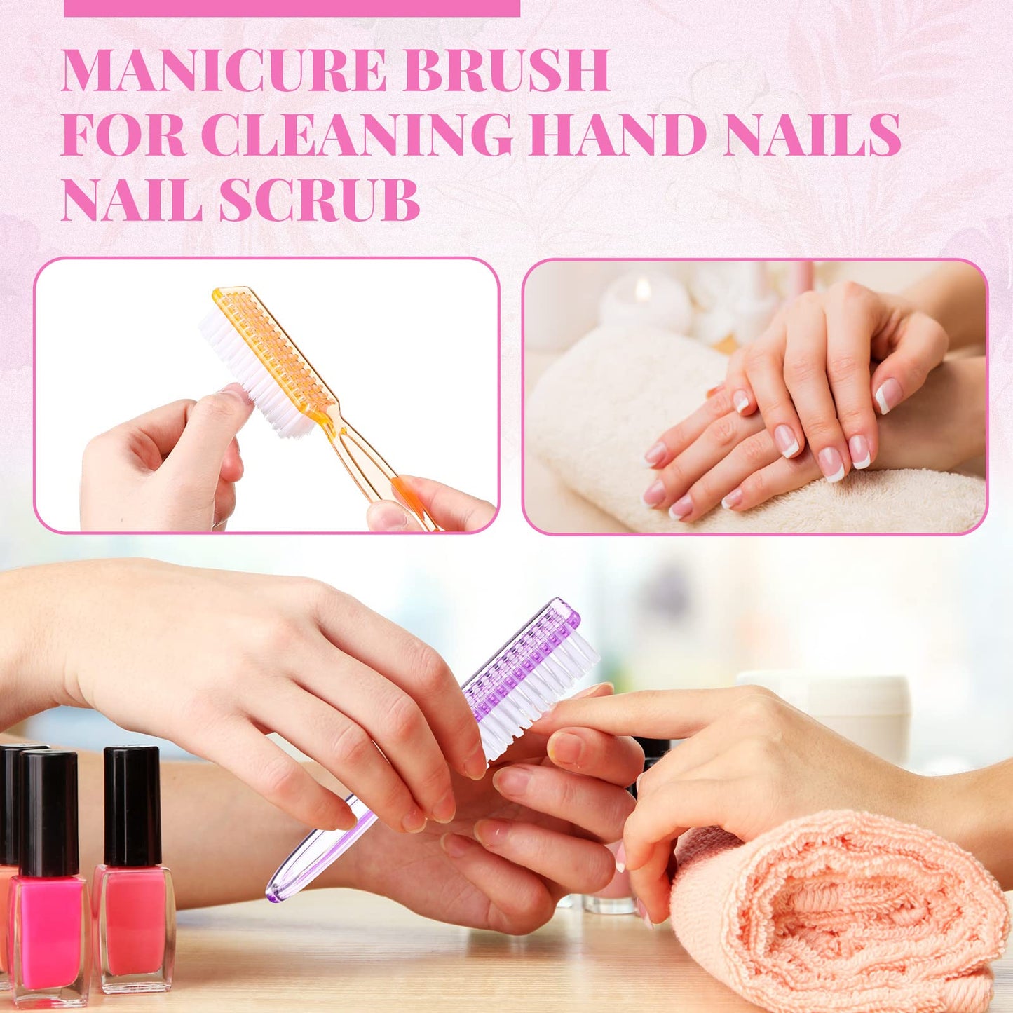 Full collection of twenty-four pieces of multicolor hand and toe scrubbing tools for family use.