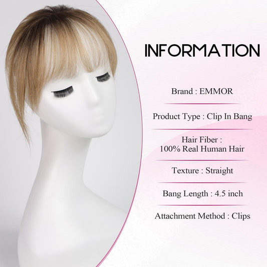 EMMOR human hair topper showing three secure non slip clips on underside