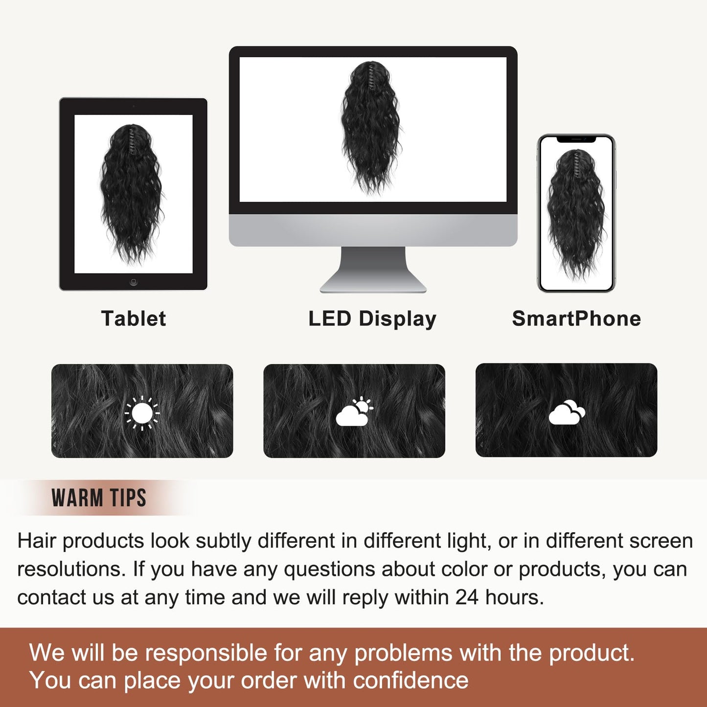 Side profile view of the Flufymooz 18 inch waterfall high ponytail hair extension styling.