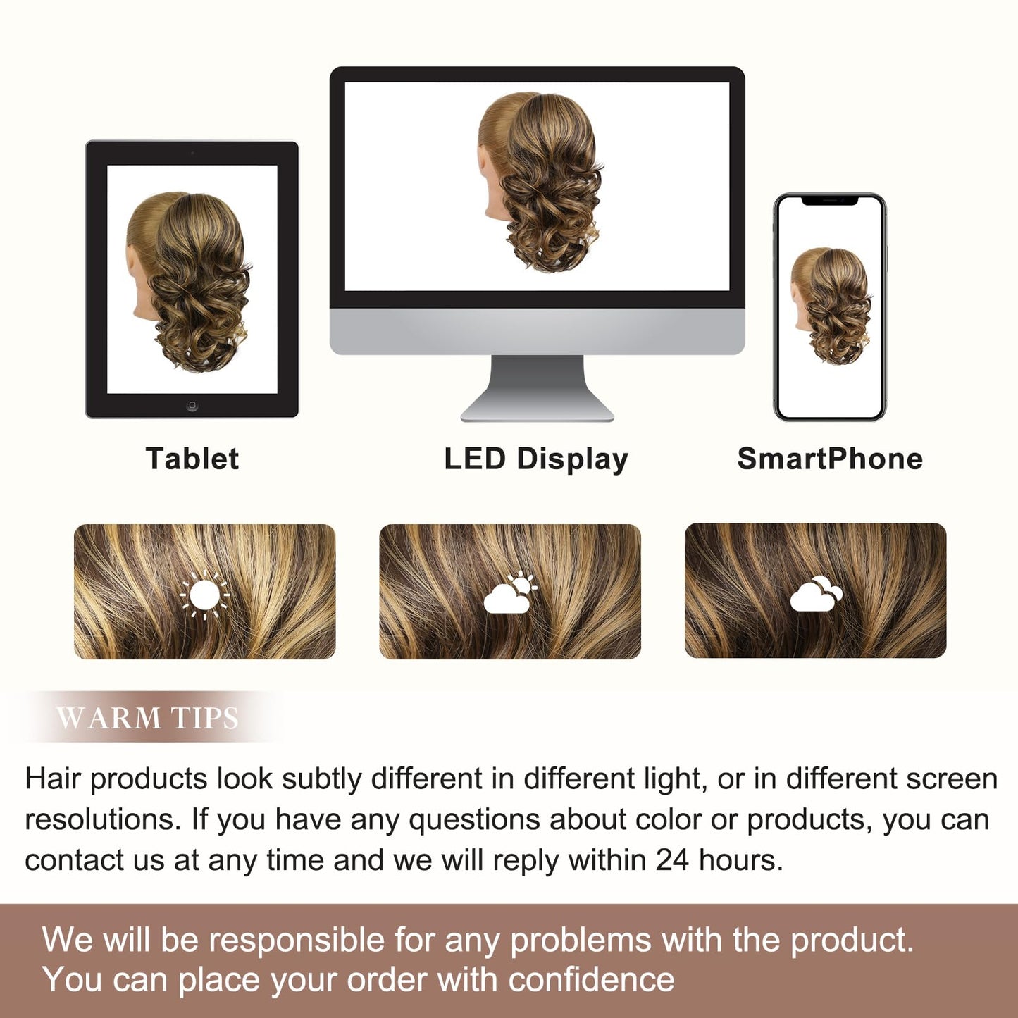 Before and after volume transformation using the Flufymooz short drawstring ponytail extension
