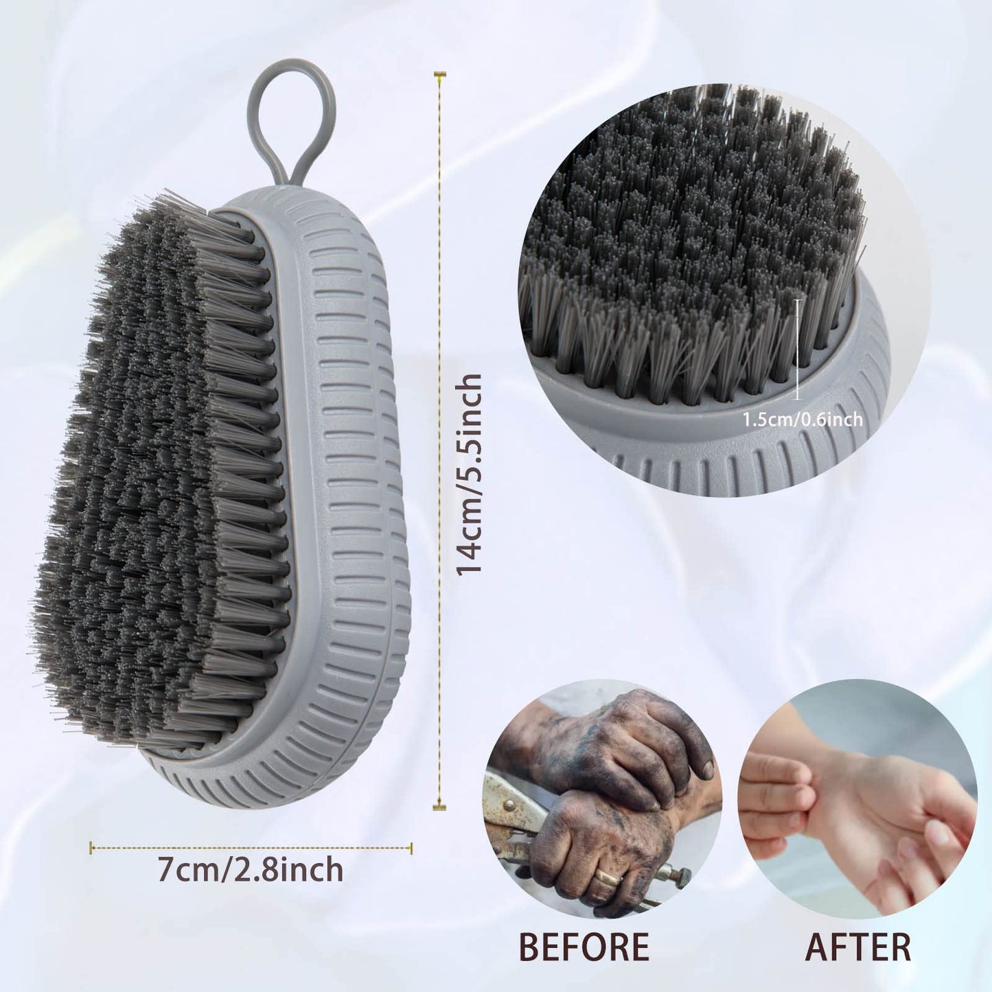 Heavy duty Canipha scrub brush cleaning dirt from fingernails