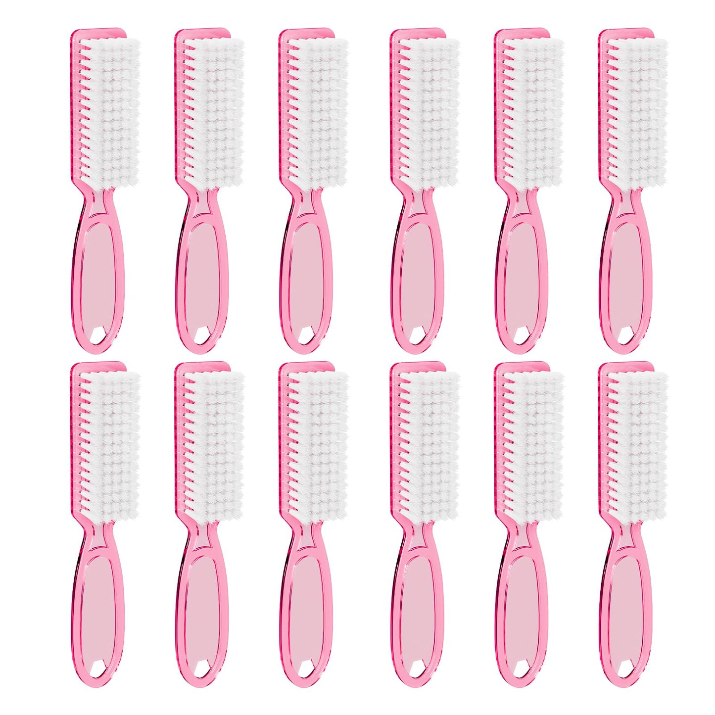 Squligt clear pink toe nail scrubber showing the compact and durable lightweight plastic structure