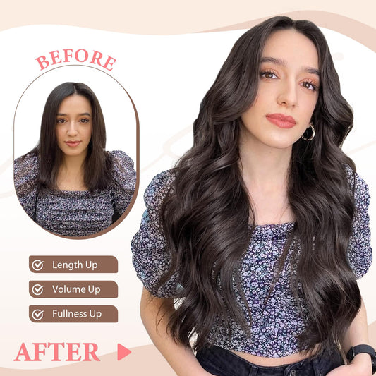 Fliace six piece long wavy hairpieces set spread out flat