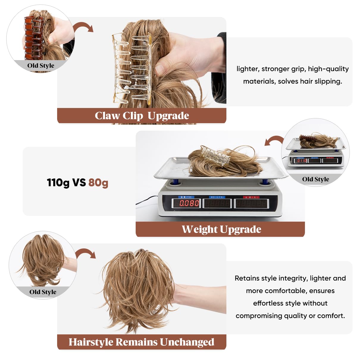 CJL HAIR claw clip ponytail product packaging showing authentic USA import details