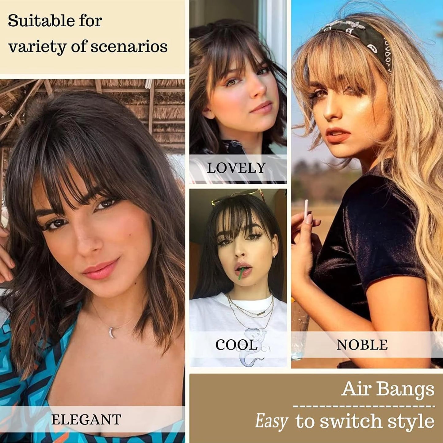 Prime brand authentic human hair wispy fringe extension packaging showing the texture of the brown black hair color option.