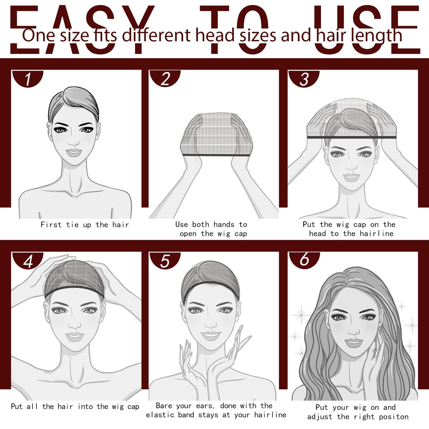 Natural look of wig cap on mannequin for lace front styling