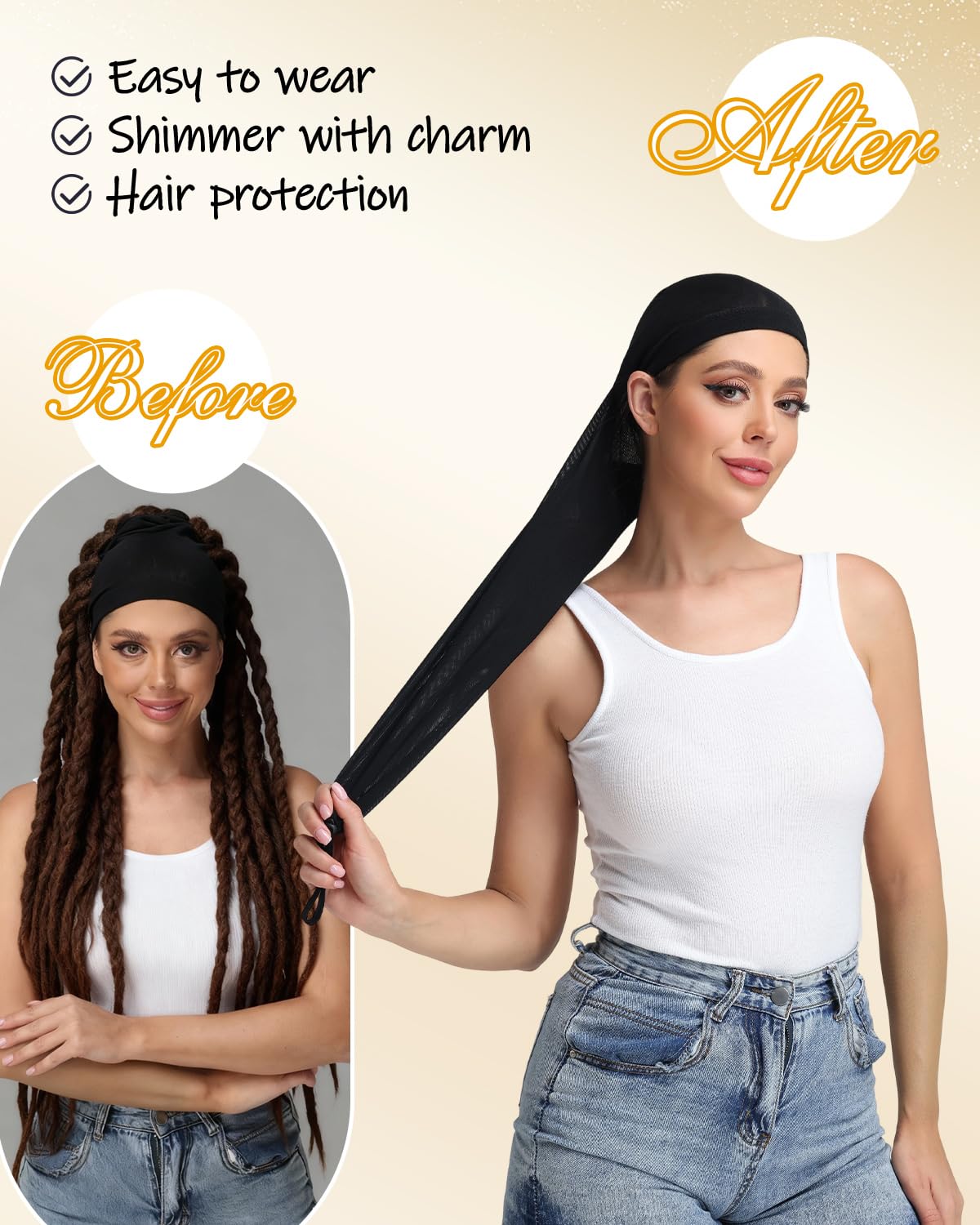 Neacus extra long protective cap for high volume hair extensions
