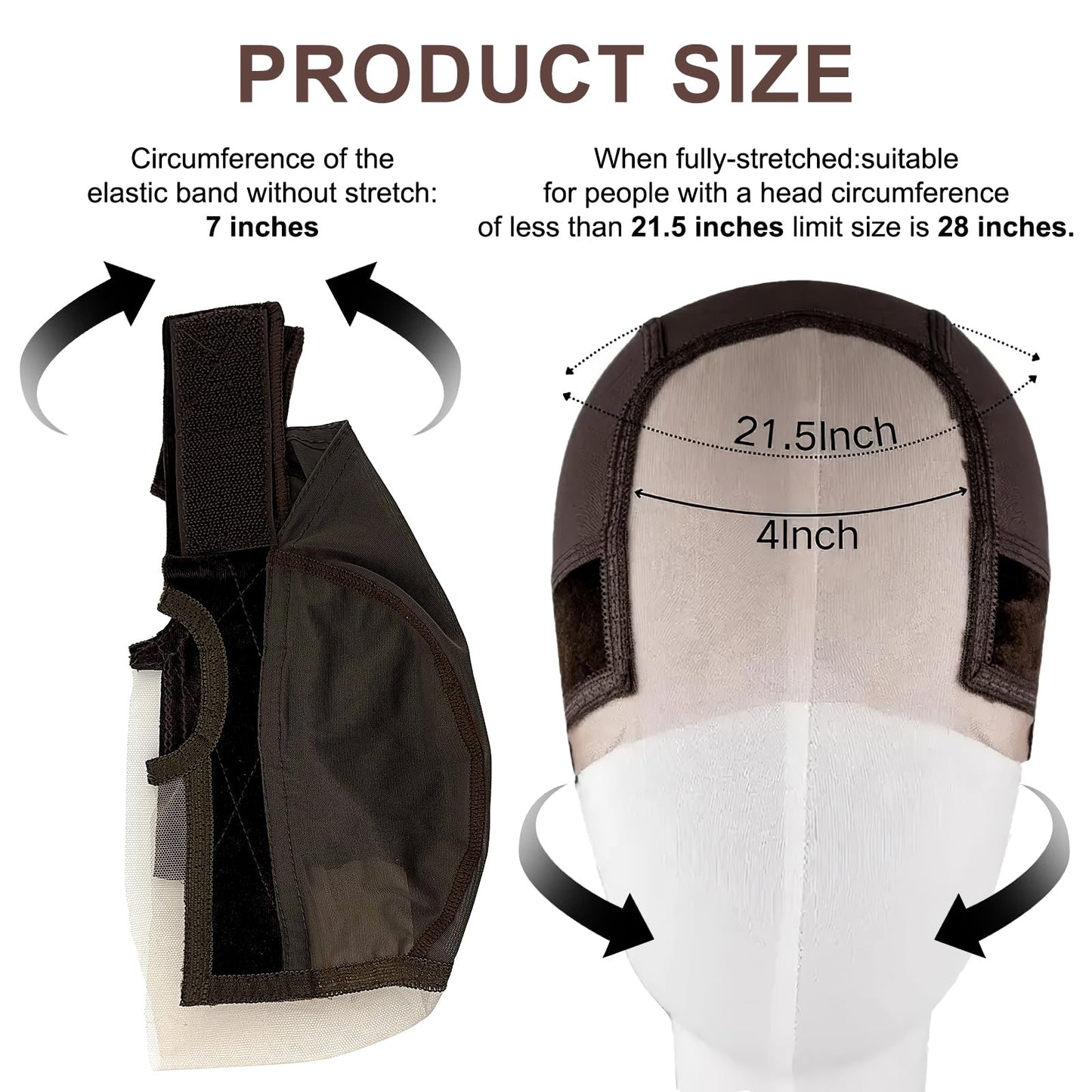 Packaging contents showing the two pack Calandis brown wig grip bands for comfortable daily wear.