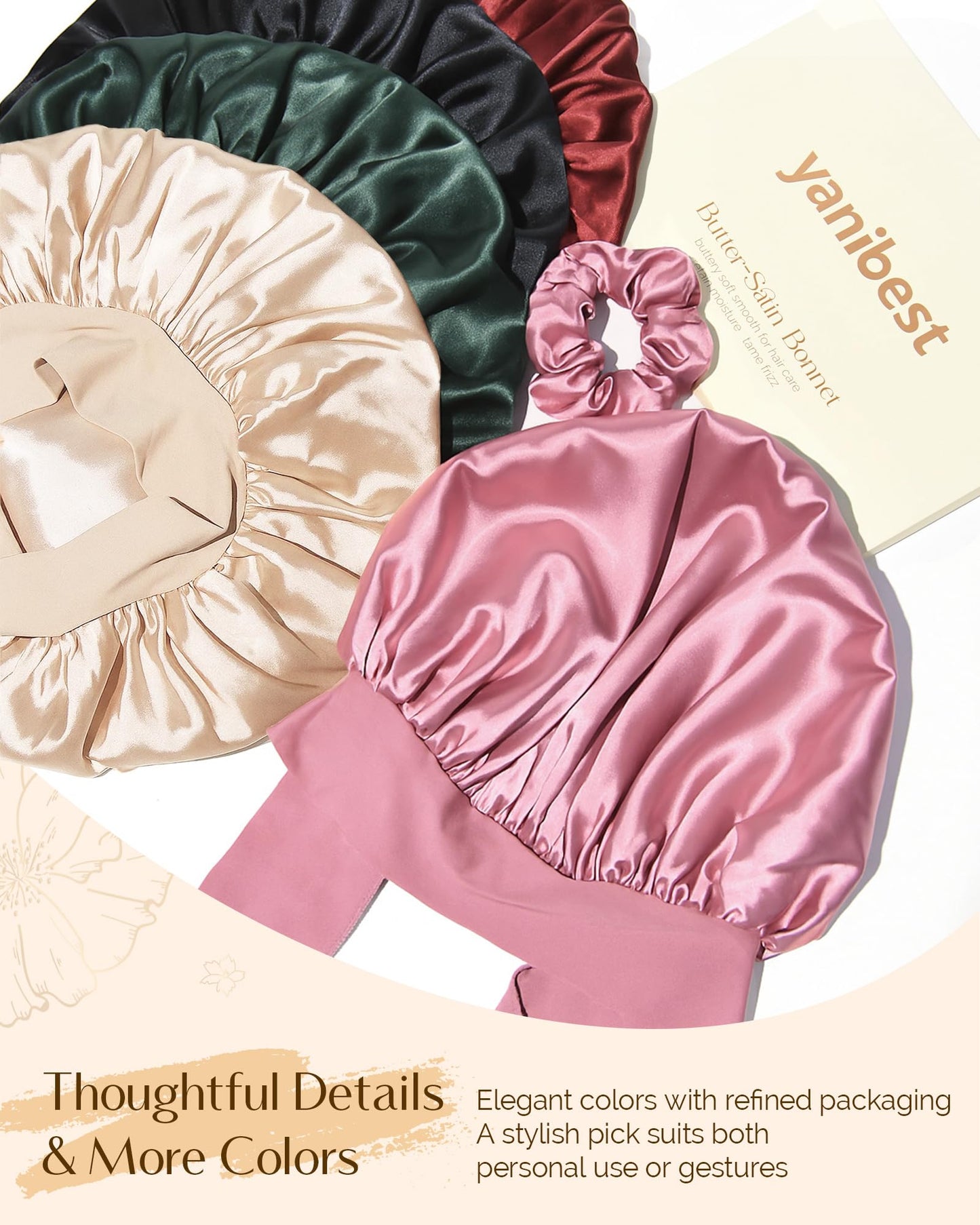 Woman wearing Yanibest hair bonnet for sleeping