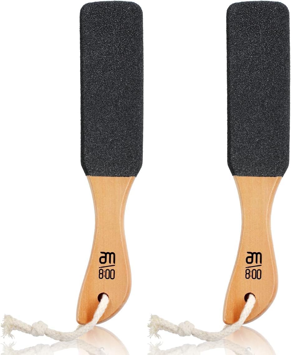 Dimensions and product weight breakdown of the imported AM 8:00 wooden foot scraper.