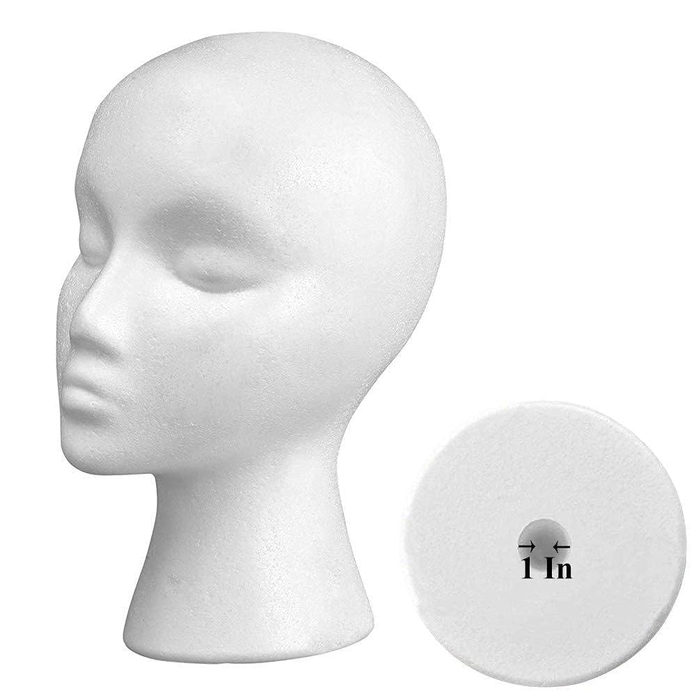 Smilco durable expanded polystyrene wig heads setup on standard salon styling tripods