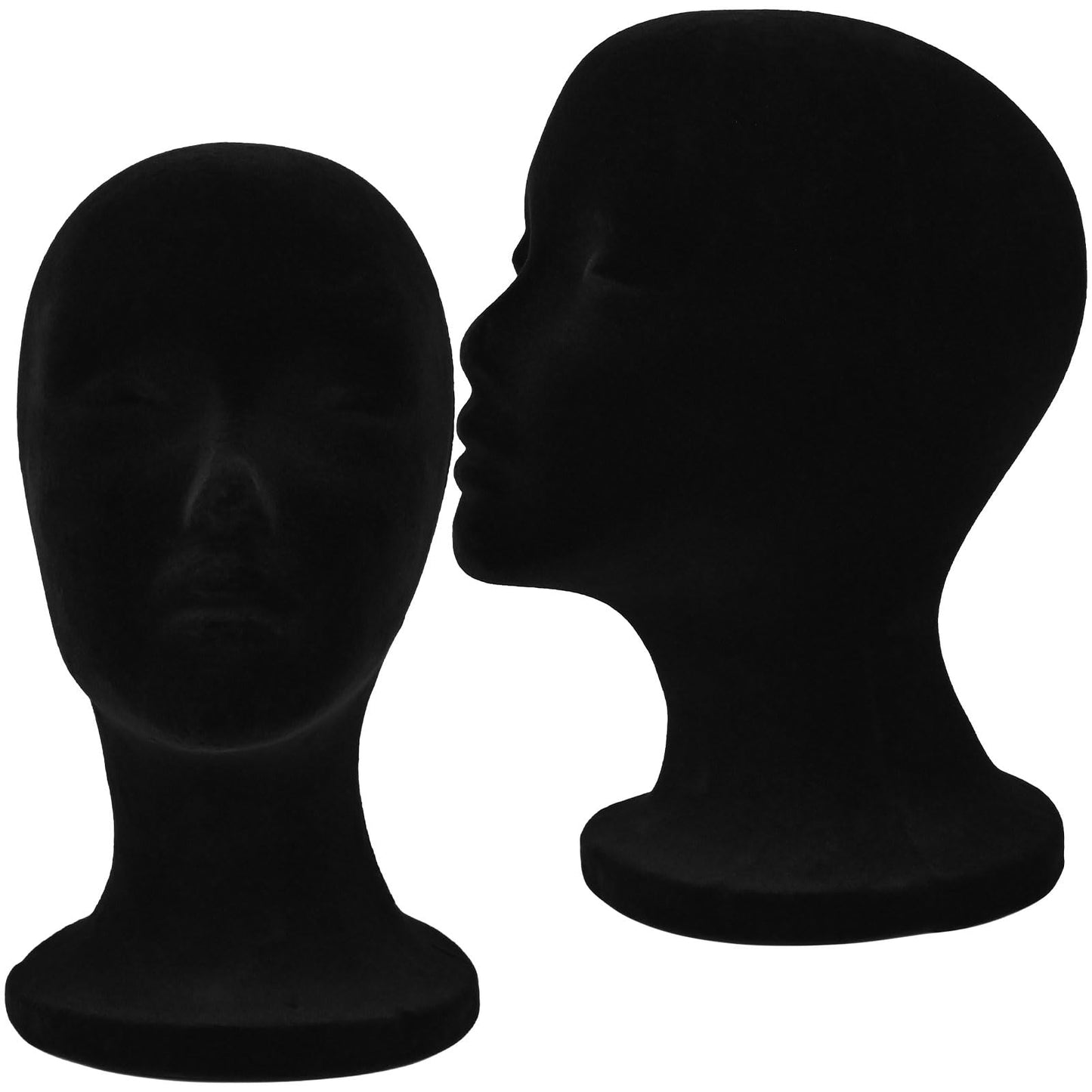 Black styrofoam mannequin head top view for hat and accessory display
