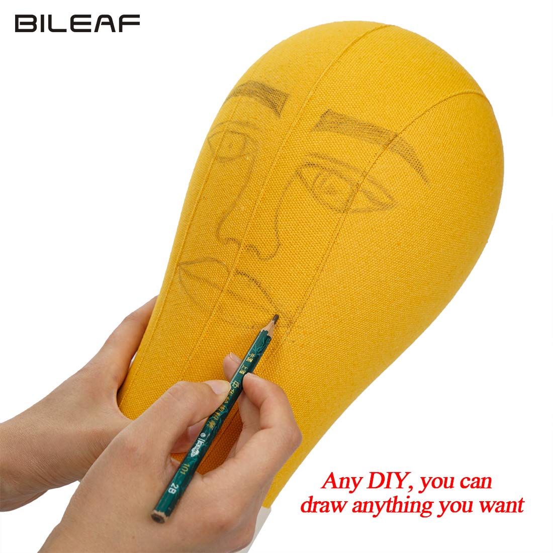 Close up of the durable canvas texture on the Bileaf 22 inch mannequin head