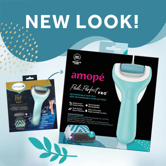 Amope rechargeable waterproof foot file kit with three roller heads layout