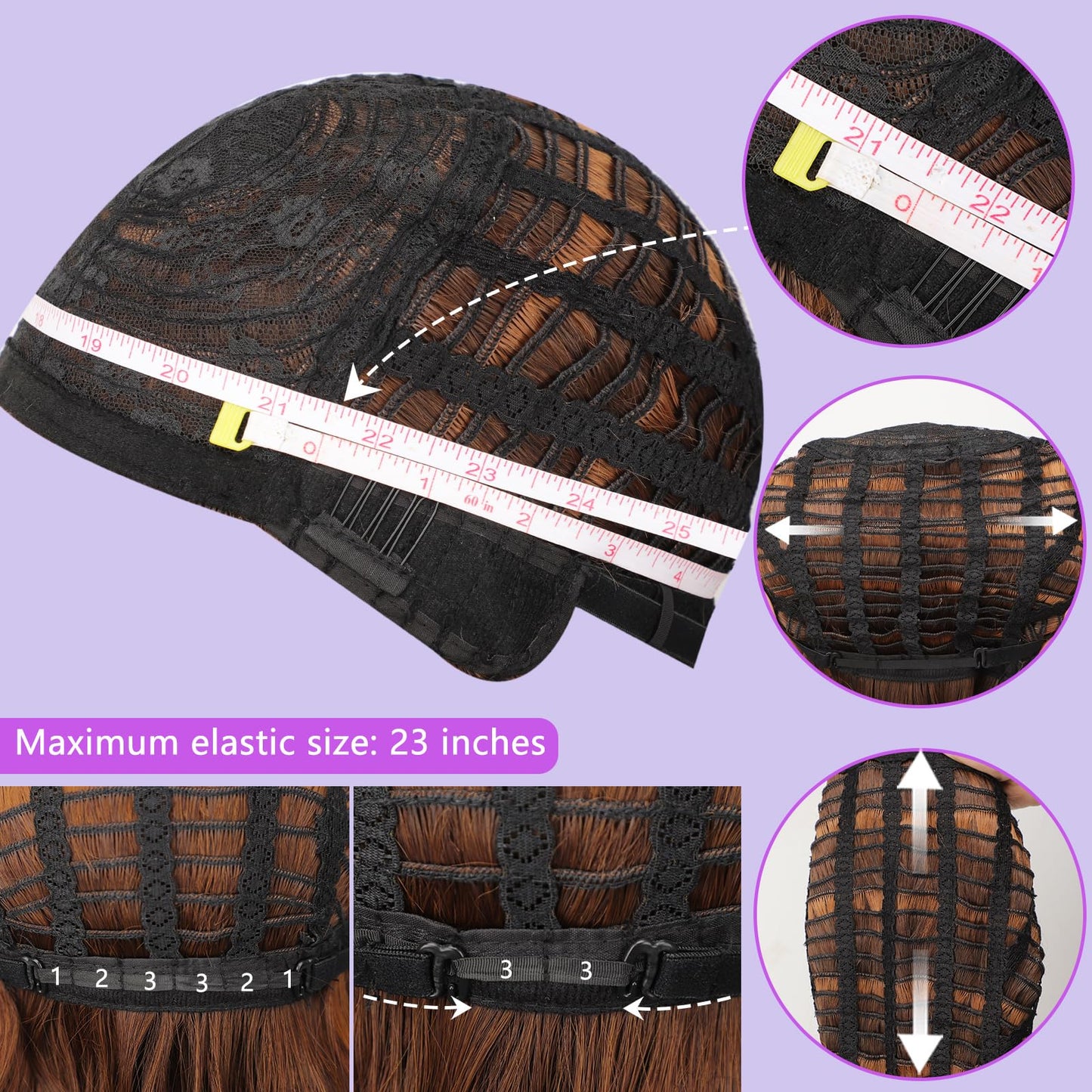 Styling demonstration of the customizable synthetic bangs on a mannequin head.