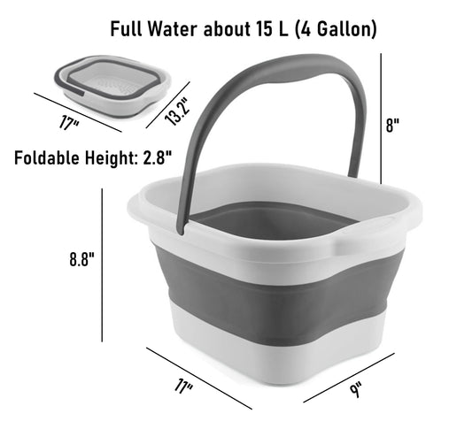 Folded DoroSun foot soaking tub showing compact storage profile