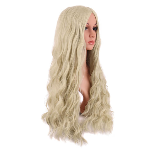 BERON MapofBeauty 70 cm long curly synthetic fiber blonde fashion wig displaying realistic wave texture.