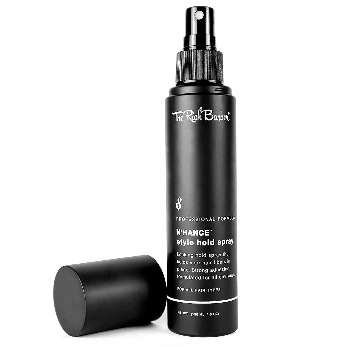 The Rich Barber style hold spray packaging demonstrating premium hair adhesion benefits