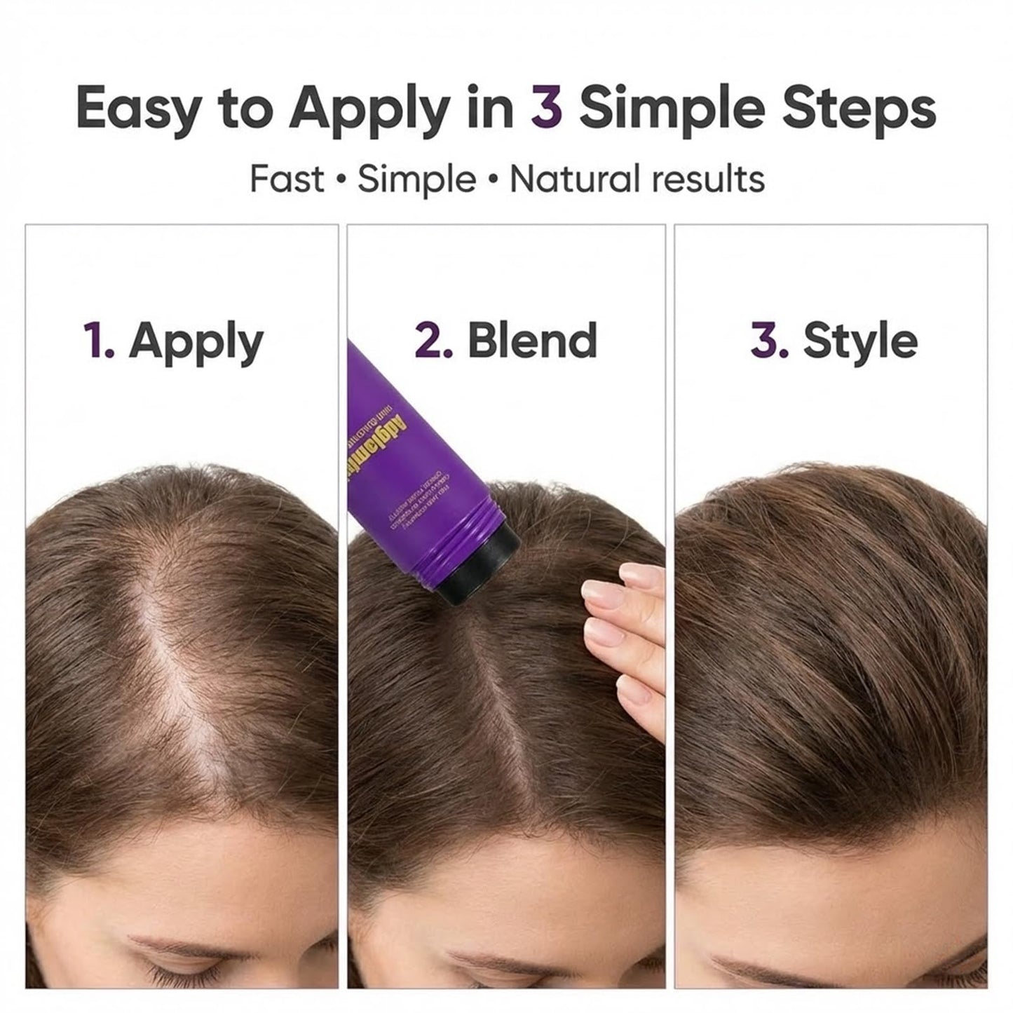 Kavya hair thickener product packaging details with weight and application guidelines