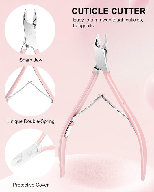 Stainless steel cuticle nipper with sharp 20 degree angled jaw close up