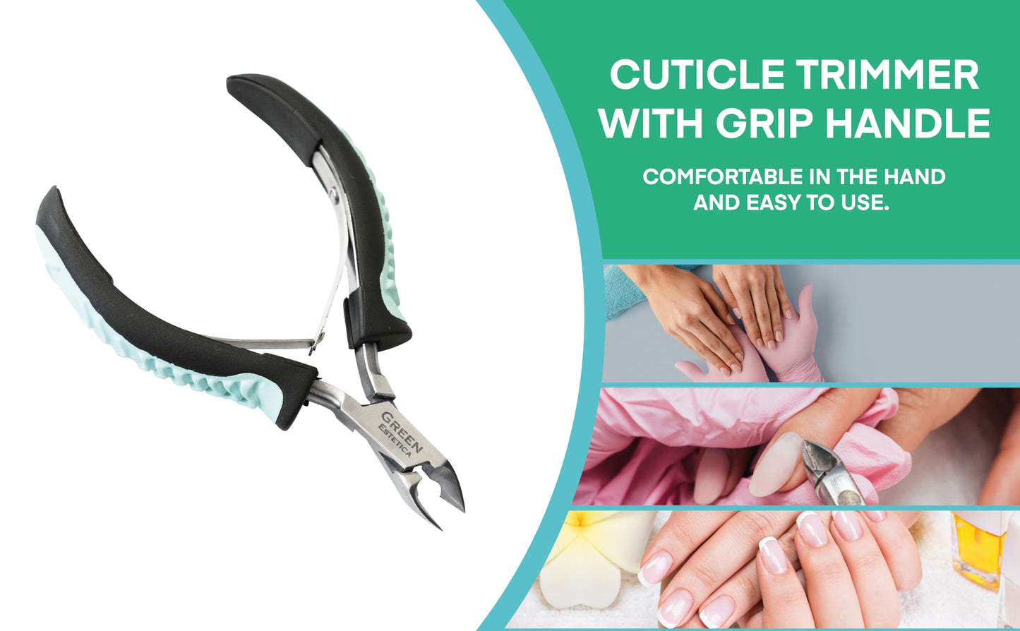 Full manicure kit view featuring the premium stainless steel cuticle clipper tool