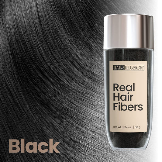 Hair Illusion Real Hair Fibers thirty eight gram bottle close up view