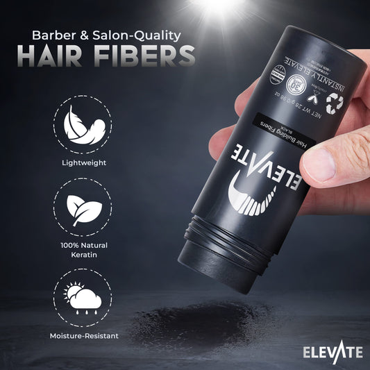 Natural keratin hair concealer fibers by ELEVATE for thinning hair coverage.