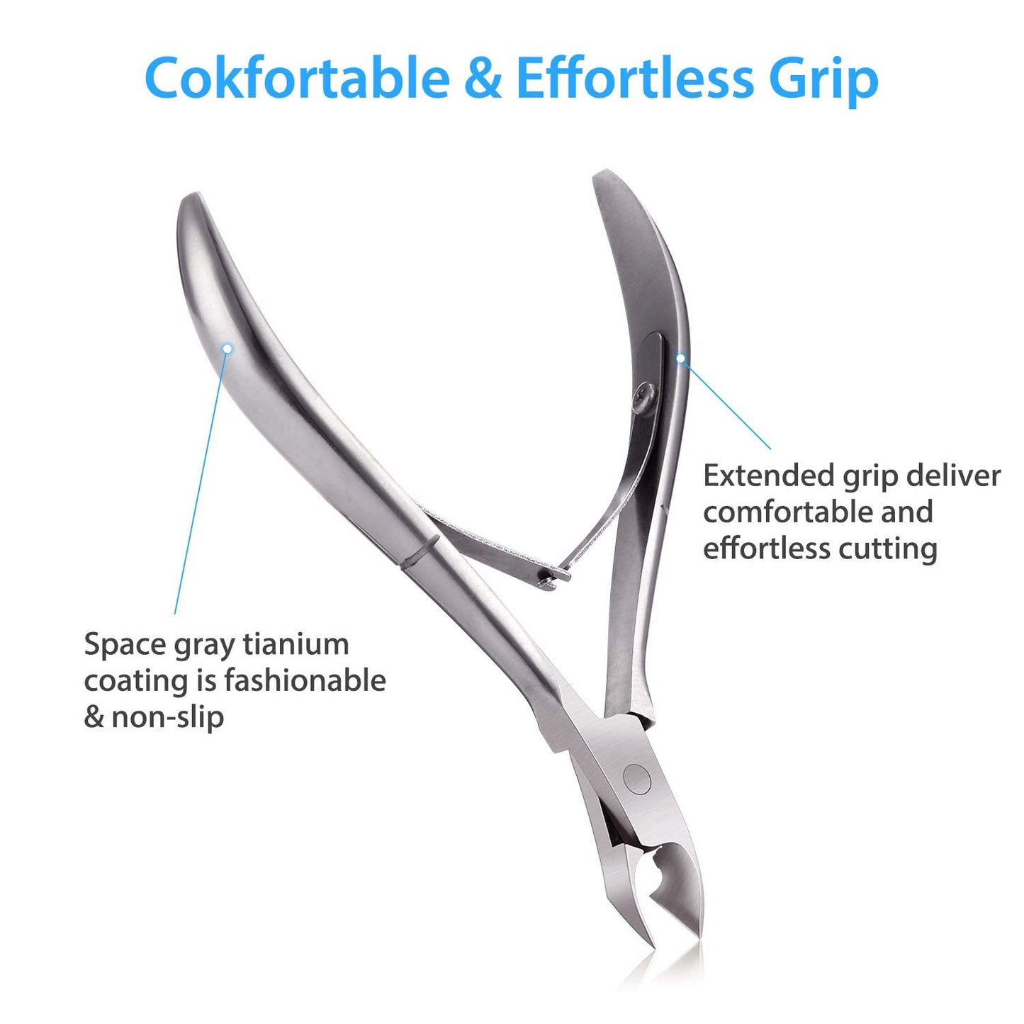 Mudder cuticle nippers with safety plastic tip guard