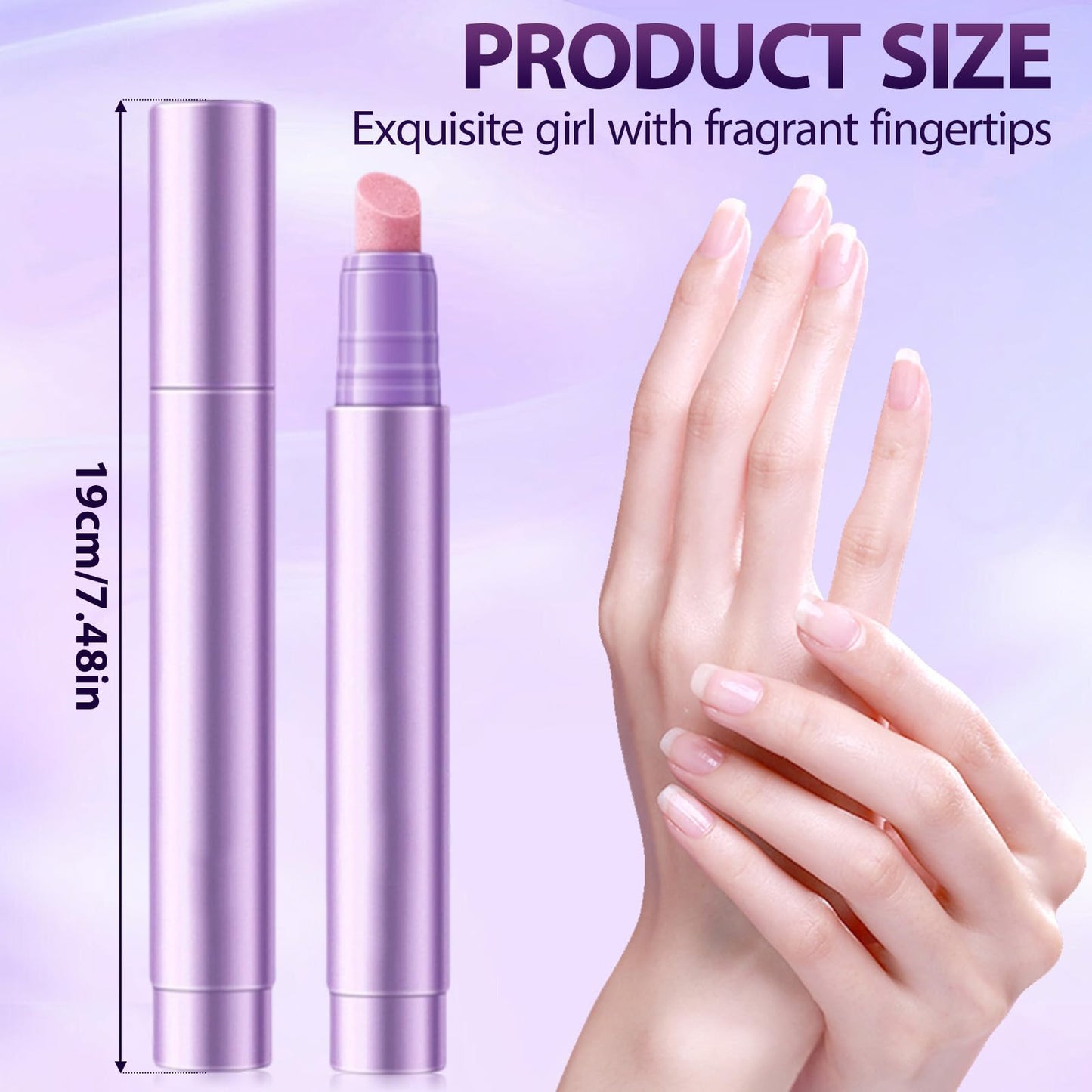 Detailed shot of the nourishing oil ingredients hydrating the cuticles for healthier nail growth.