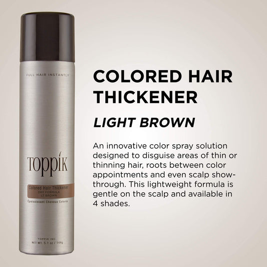 Toppik temporary hair color spray bottle showing the nozzle design for precision root touchup