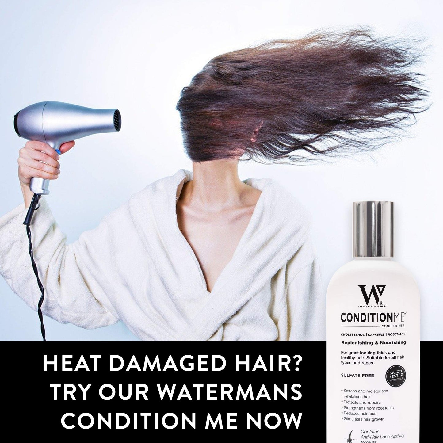 Watermans unisex hair density boosting conditioner bottle angle shot
