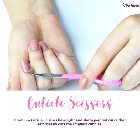 Stelone stainless steel eyebrow scissors showcasing sharp curved blades for facial hair trimming