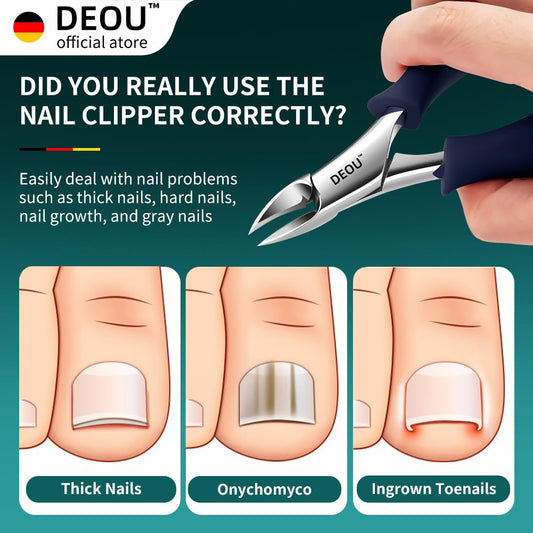 DEOU heavy duty nail clipper 25-degree curved blade detail