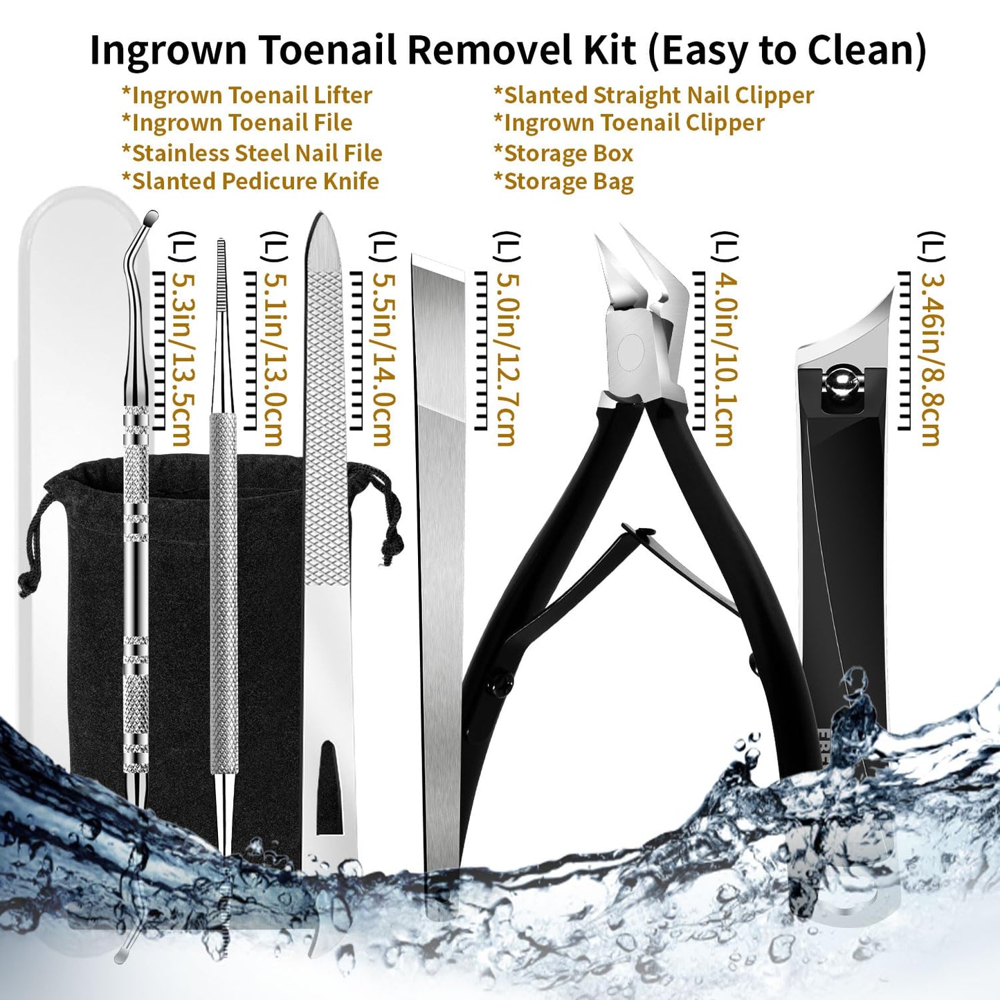 EBEWANLI stainless steel nail care set in black handle finish