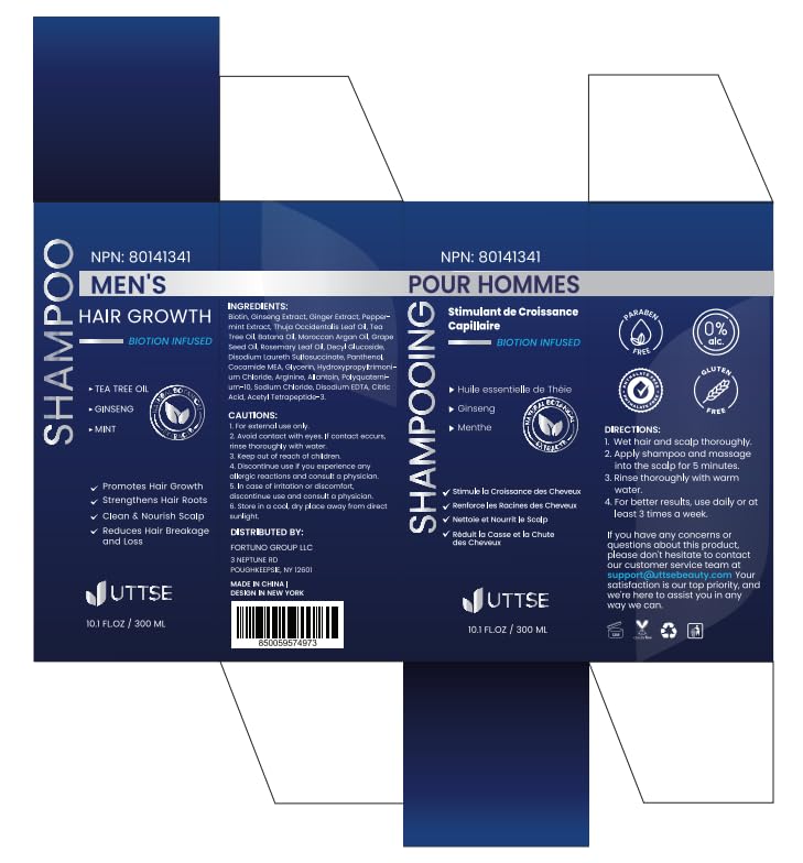 Uttse hair care solution for men showing the texture and fluid ounce packaging details