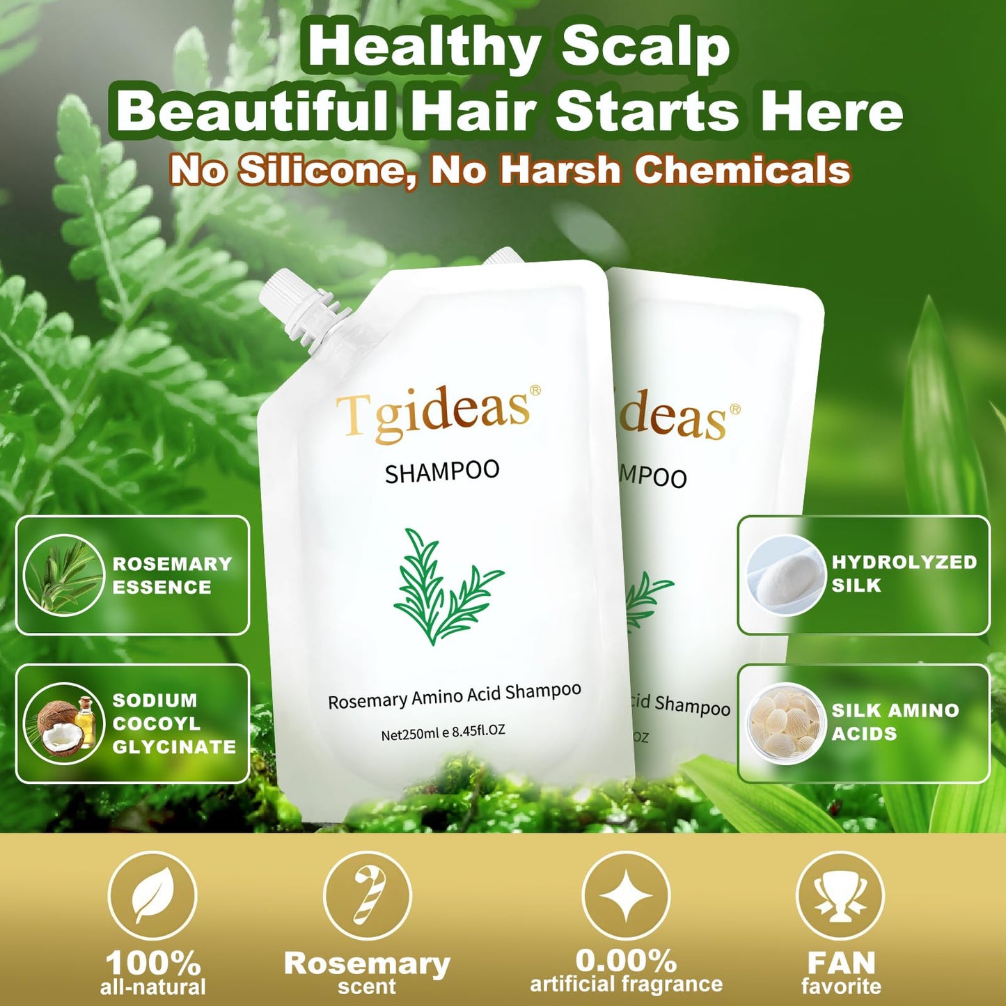 Unboxing view of the imported Tgideas rosemary amino acid hair repair shampoo for men and women