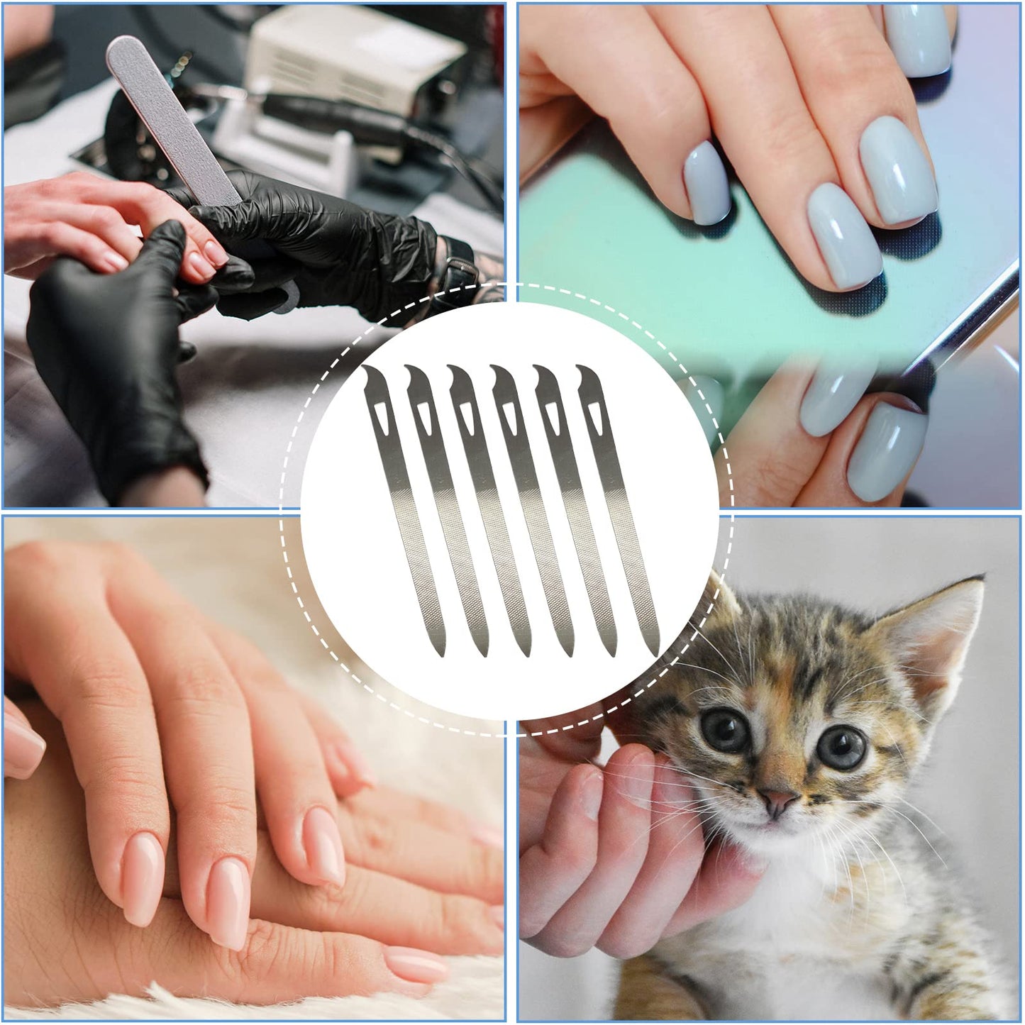 Stainless steel nail file set for professional manicure