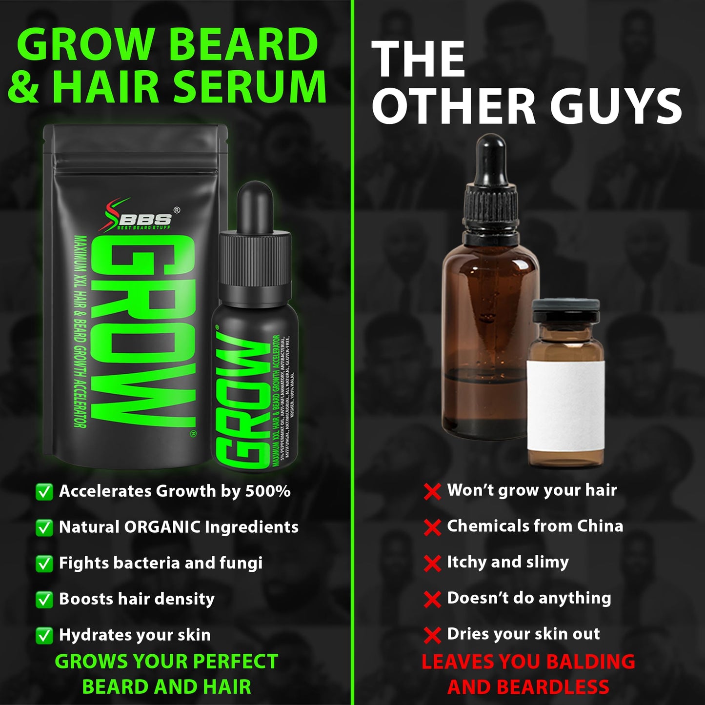 BBS Best Beard Stuff maximum thickness hair accelerator packaging details